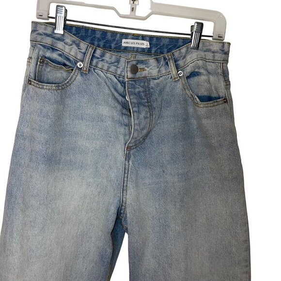 Avec Les Filles Womens Jeans Size 29 High Rise Light Wash Blue Denim Cotton - Picture 3 of 11